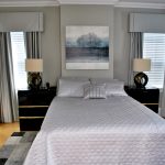 Modern master bedroom with custom window treatments by South Jersey interior design firm Distinctive Interior Designs
