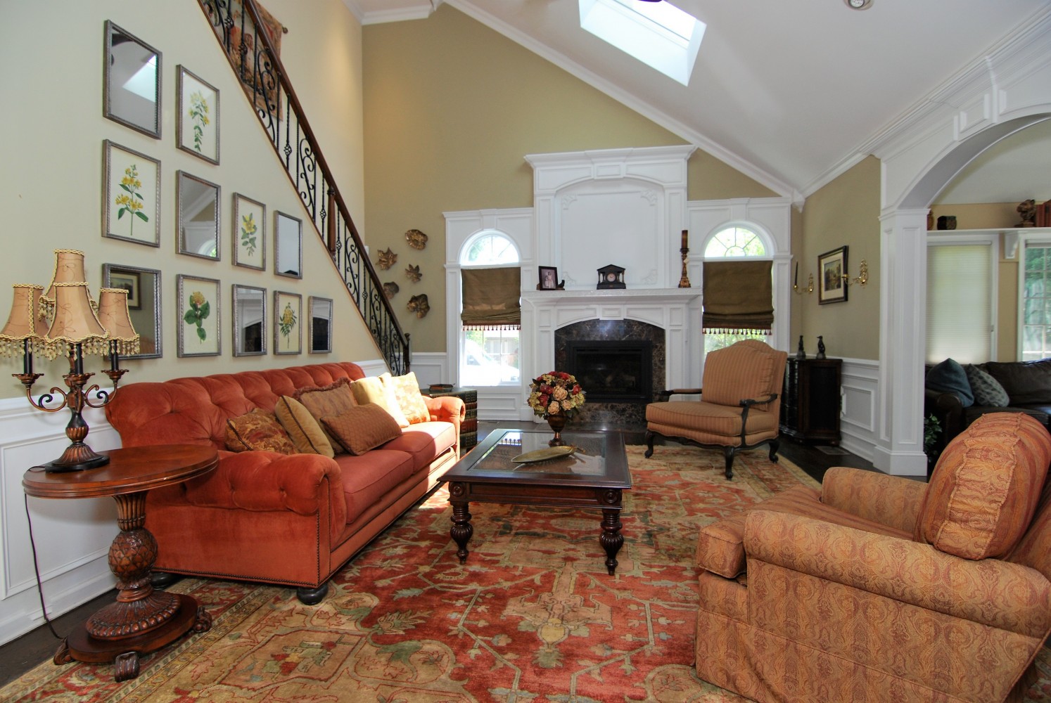 Elegant Rust Family room | Montgomery NJ | Distinctive Interior Designs