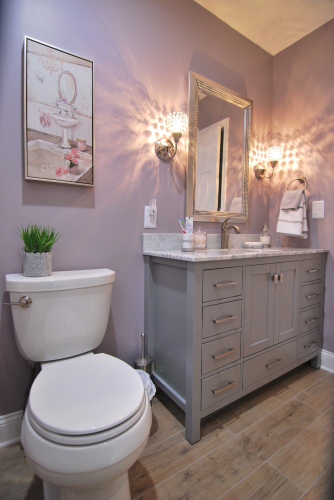 Gray White Bath with Glitz | Cherry Hill NJ | Distinctive Interior Designs