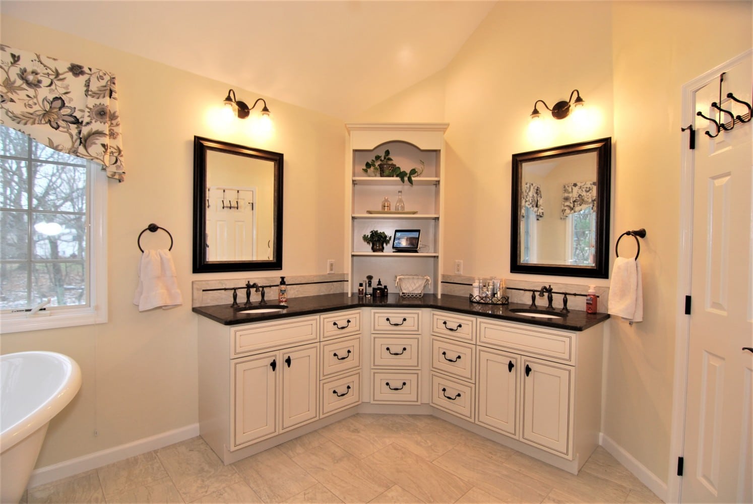 Bathroom Double Vanity With Corner Sink Wooden Bathroom Corner Vanity