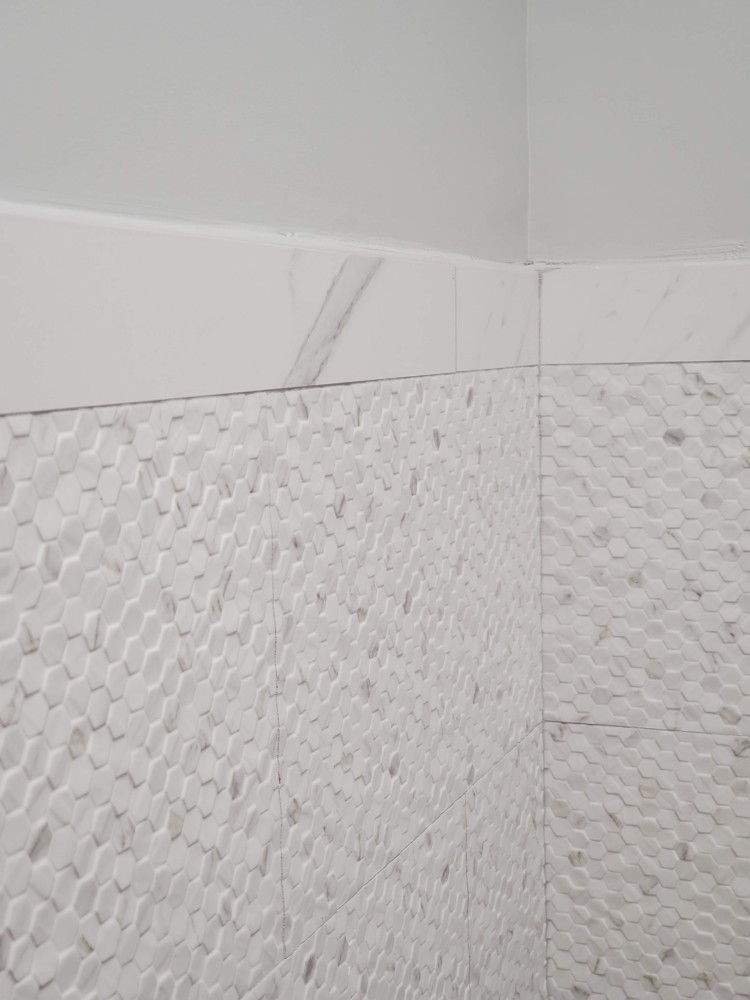 Hexagonal textured Tile in Rocket Bathrooms