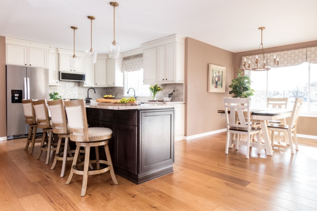 French country kitchen with large island and dinette area