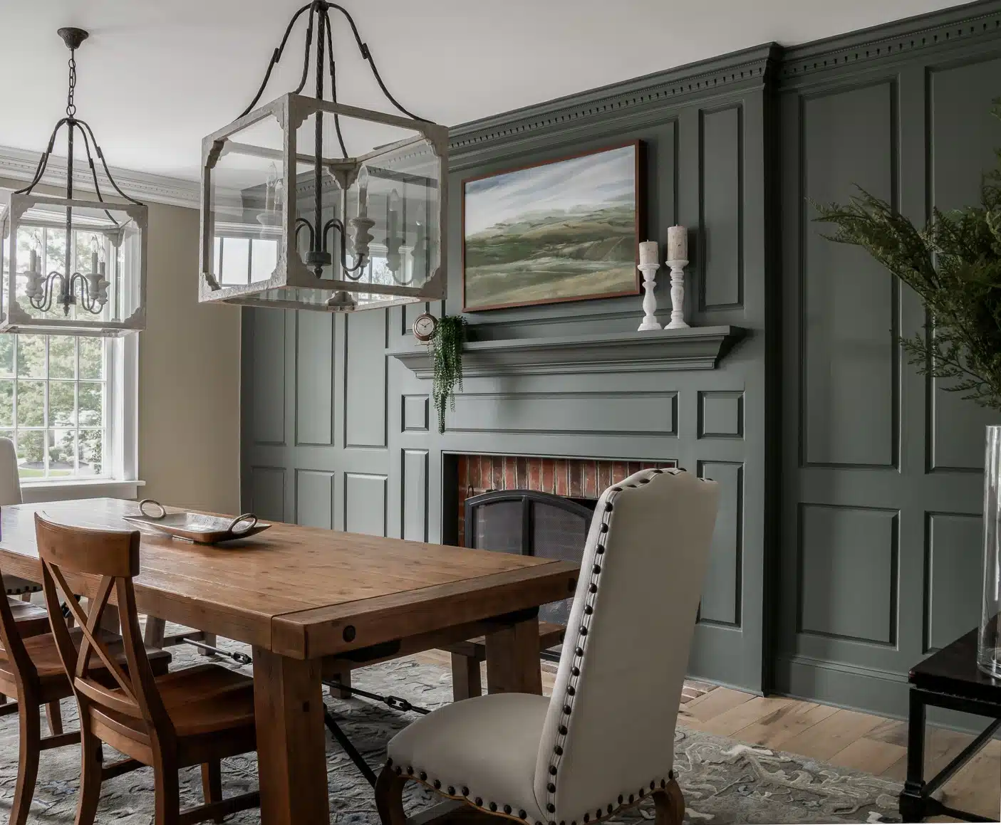 Moorestown, New Jersey, Color saturated Sherwin Williams Pewter Green SW6208 diningroom cropped