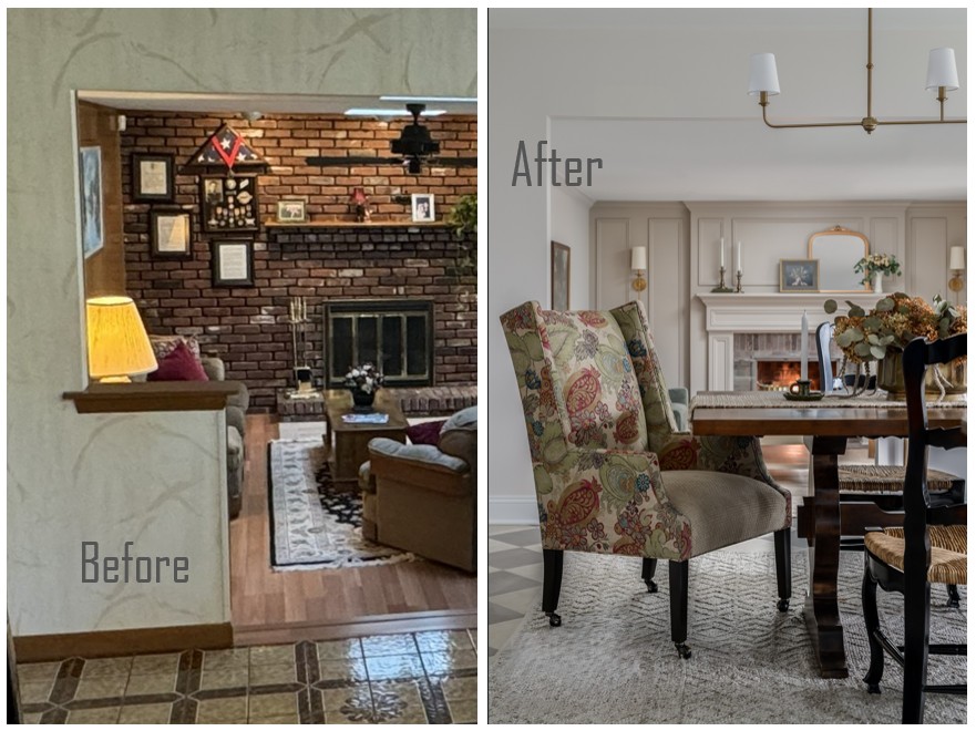 Before and after of renovation design after interior designer manages project