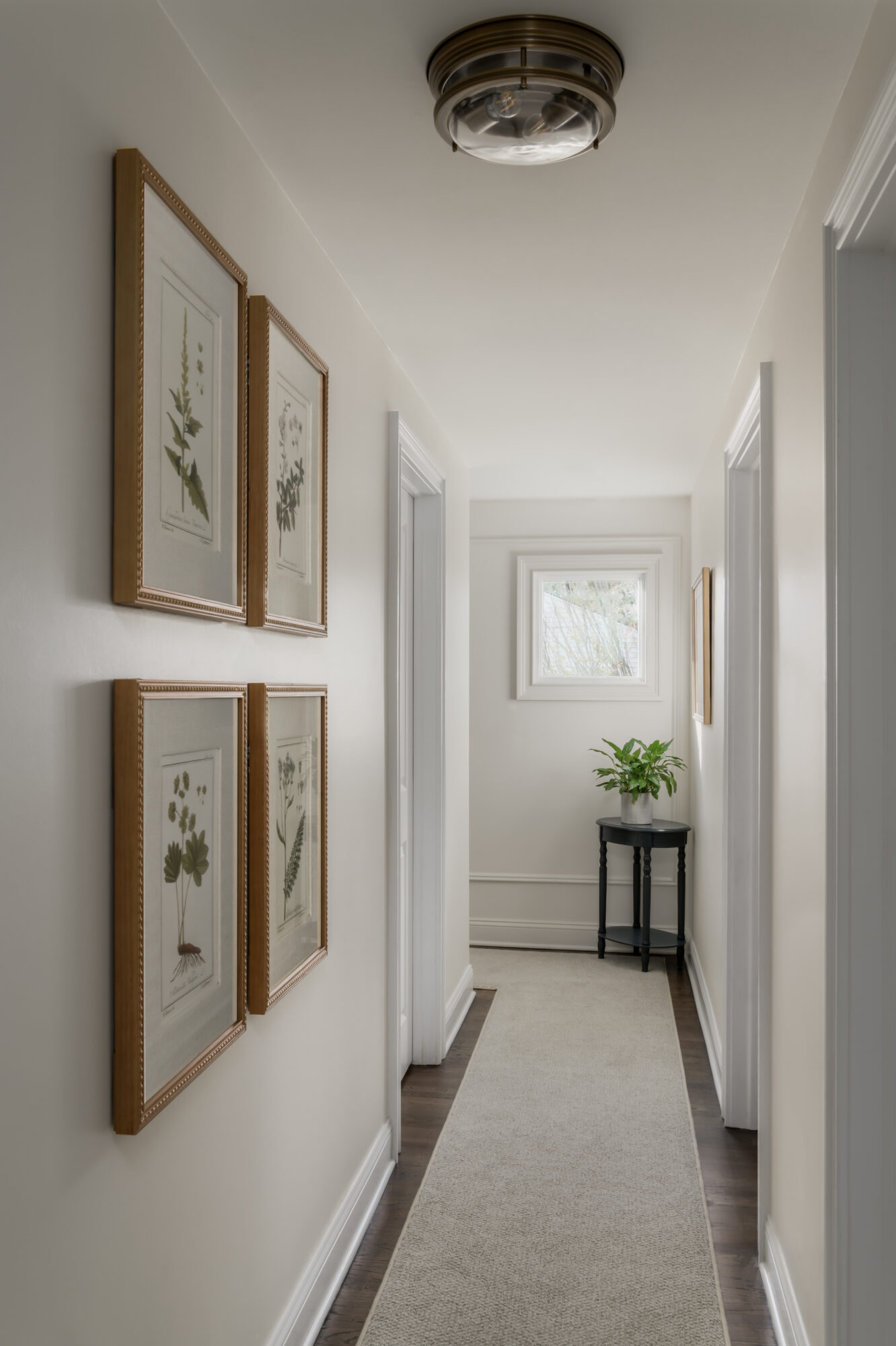 English style hallway, Marlton, New Jersey, with Uttermost set of floral prints 33651